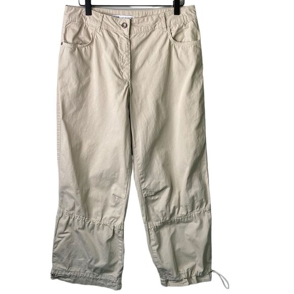 Zara Grupo Inditex Utility Hiking Khaki Pants Drawstring Hem Outdoor Gorpcore - Picture 1 of 15